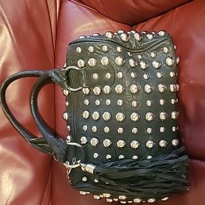 Leather studded handbag